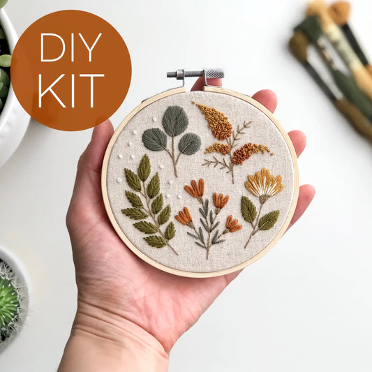 Botanical Embroidery Kit, Beginner Embroidery Diy Kit