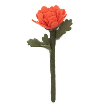 Felt Chrysanthemum Flower - Papaya