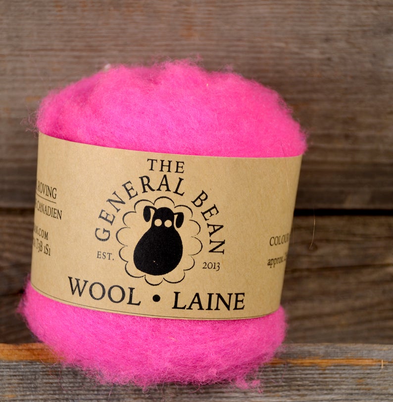 Needle Felting Wool- Free Ship- Hot Pink Local Wool- Roving